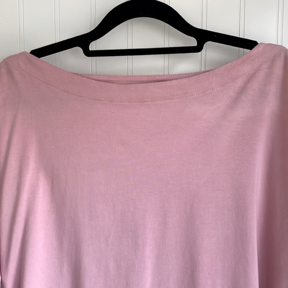 J. JILL Luxe Supima boatneck long sleeve pink relaxed fit drop shoulder top M - Picture 2 of 11